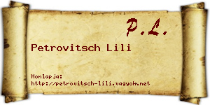 Petrovitsch Lili névjegykártya